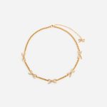GOLD CRYSTAL BOW NECKLACE