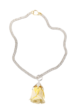 PALE YELLOW ROSE SILVER NECKLACE - Image 4