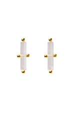 FROSTED WHITE SHORT CROSS EARRINGS
