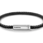 BLACK LEATHER CABLE BRACELET LE 7G