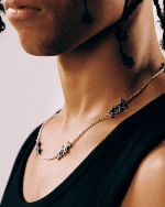 BLUE ENAMELED ICON NECKLACE - Image 2