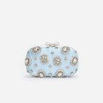 BLUE SATIN MULTI CRYSTAL CLUTCH BAG