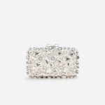 CREAM SATIN CRYSTAL CLUTCH BAG