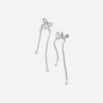 CRYSTAL BOW DANGLE EARRINGS - Image 3