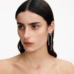 CRYSTAL BOW PEARL DANGLE EARRINGS - Image 4