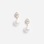 GOLD CRYSTAL PEARL DROP EARRINGS - Image 3