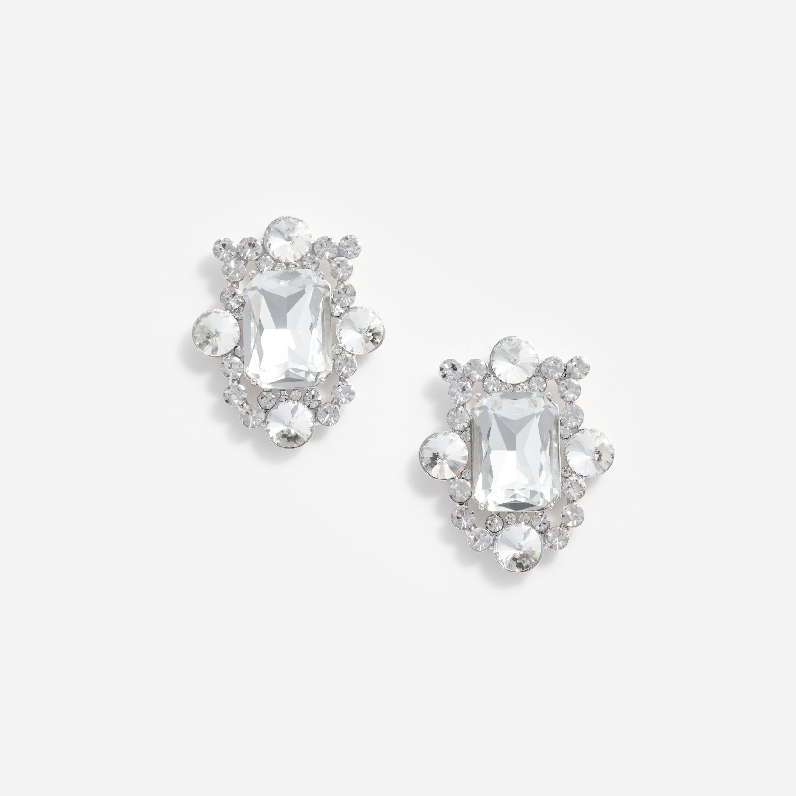SS26-651E-SL_1 SILVER CRYSTAL CLUSTER EARRINGS - Image 1