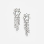 SILVER CRYSTAL CLUSTER DANGLE EARRINGS