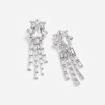 SILVER CRYSTAL CLUSTER DANGLE EARRINGS - Image 3