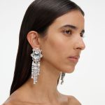 SILVER CRYSTAL CLUSTER DANGLE EARRINGS - Image 4