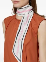 Pink floral print silk bandeau scarf - Image 4