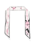 Pink floral print silk bandeau scarf - Image 3