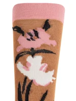 Pink cotton socks with flower intarsia - Image 2