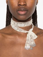 Gemstone Inlaid Fabric Lace Necklace - Image 2