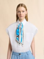 Blue floral print silk bandeau scarf - Image 3