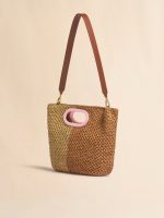 Dark and light brown paper raffia Seaside clutch - Image 5