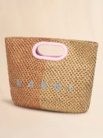 Dark and light brown paper raffia Seaside clutch - Image 4