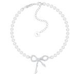 Twisted Rope Bow Pearl Necklace