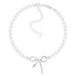 Twisted Rope Bow Pearl Necklace - Image 2