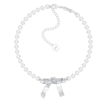 Tin Foil Bow Pearl Necklace - Image 3