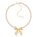 Lace Bow Pearl Necklace