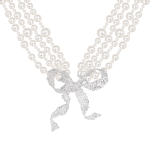 Lace Bowknot Layered Pearl Necklace - Image 2