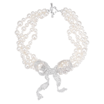 Lace Bowknot Layered Pearl Necklace