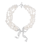 Lace Bowknot Layered Pearl Necklace - Image 3