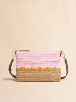 Pink and brown paper raffia Seaside pouch