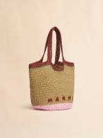 Burgundy and pink paper raffia Seaside hobo bag - Image 4