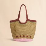 Burgundy and pink paper raffia Seaside hobo bag