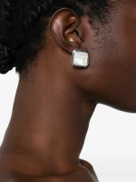 Relied Bowknot White Square Earring - Image 3