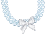 Bowknot Double Blue Pearl Necklace - Image 2