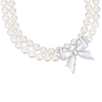Bowknot Double white Pearl Necklace - Image 2