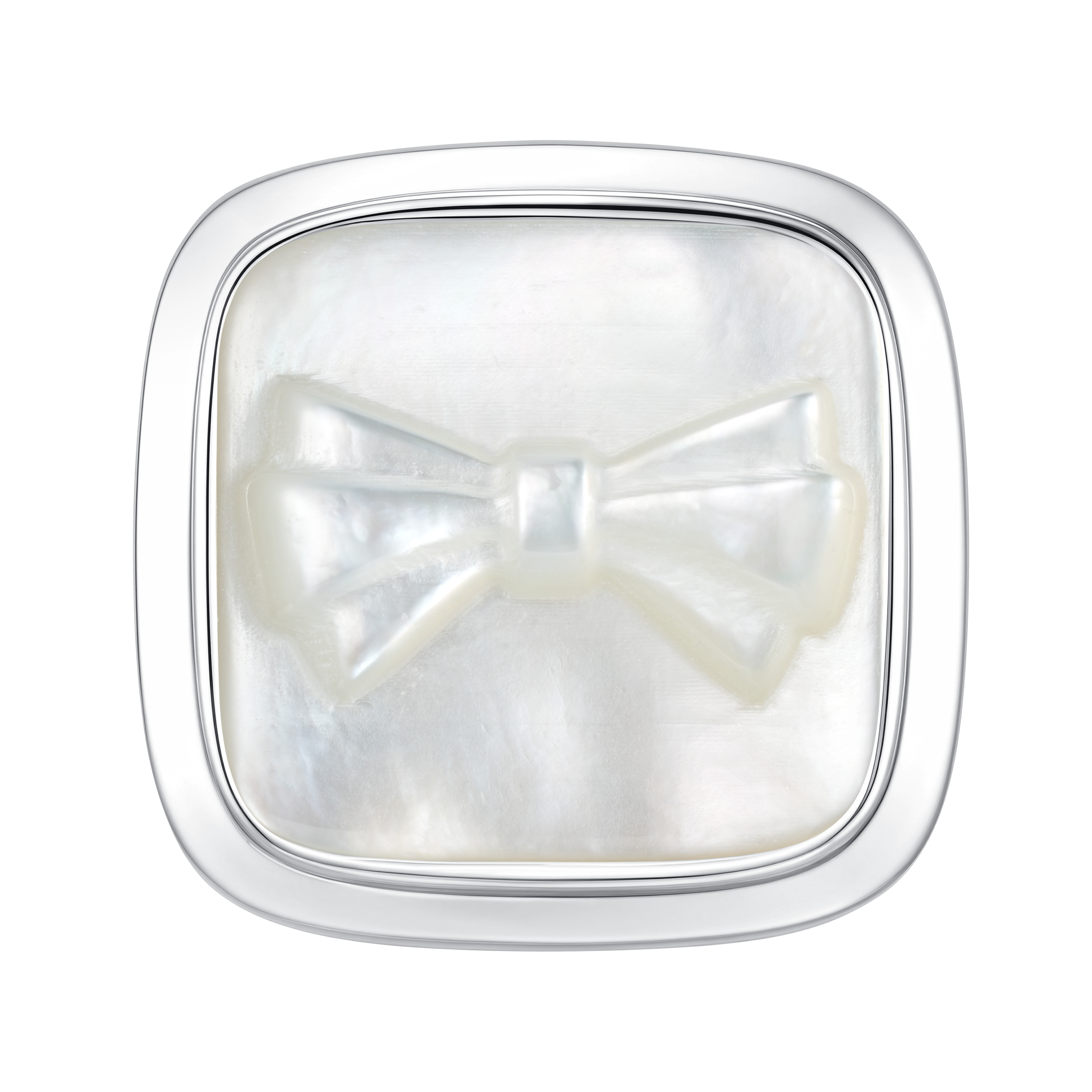 26398SLV00DN2 Relied Bowknot White Square Earring - Image 1